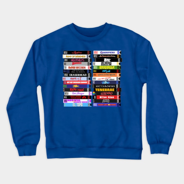 Cult Movies VHS Stacks Crewneck Sweatshirt by darklordpug